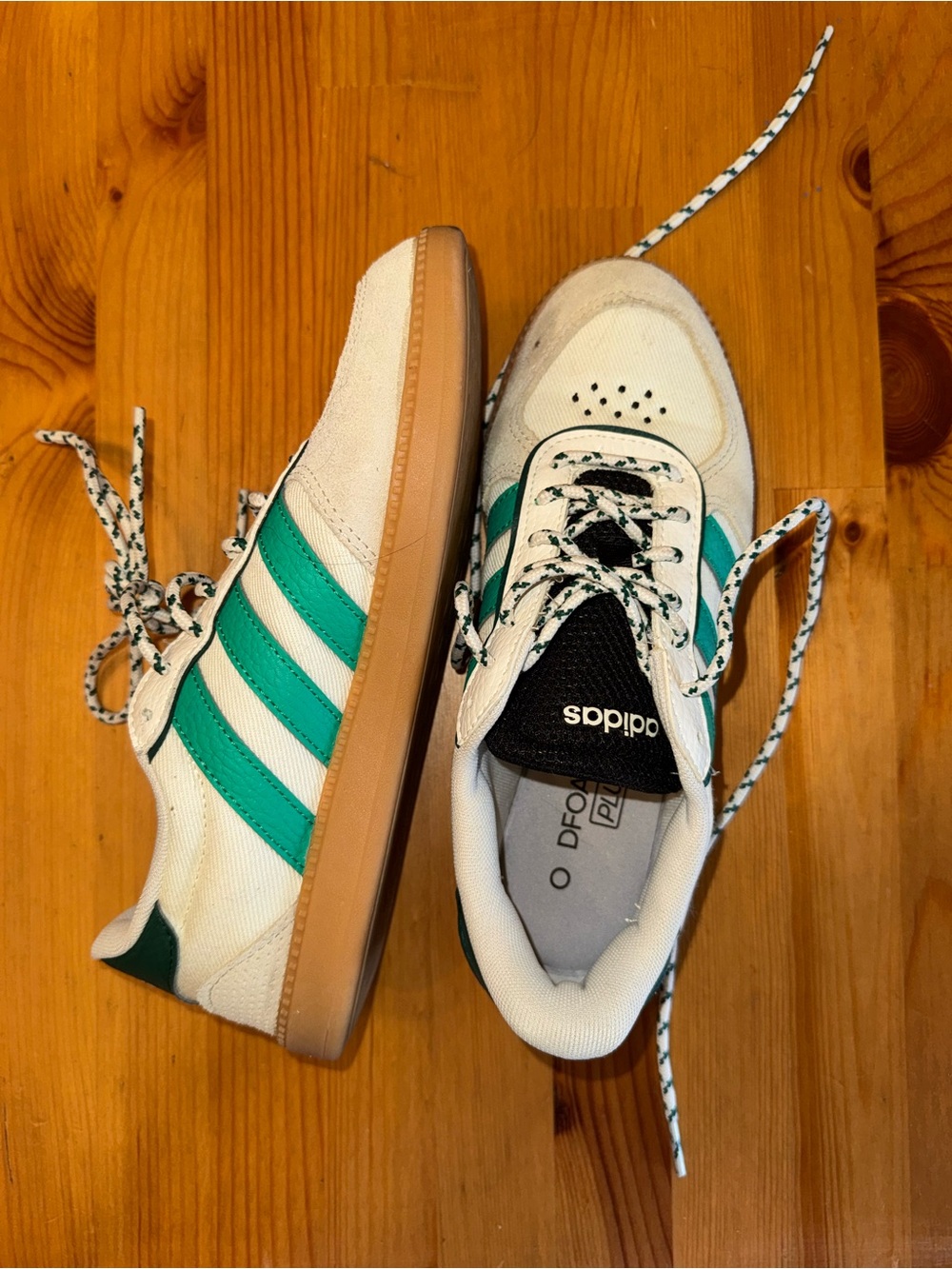 adidas White Sneakers with Teal Stripe Accents